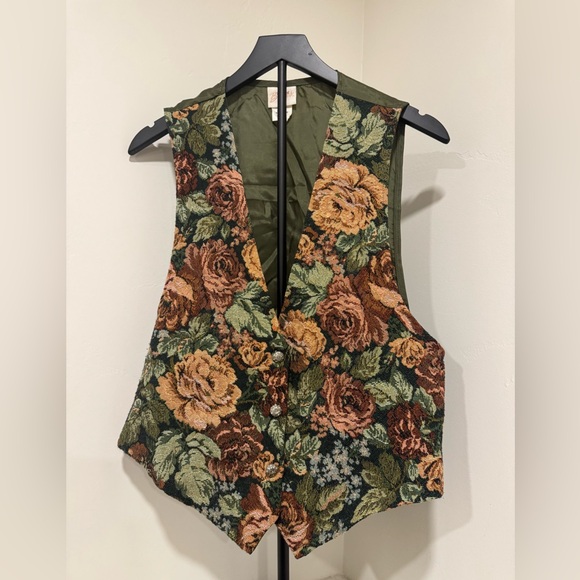 Vintage 1980’s Western Tapestry Button-up Vest Size Large - Backroad Blues - Picture 1 of 5